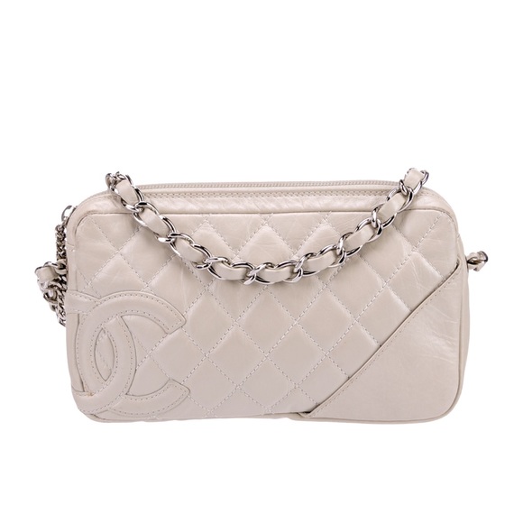 CHANEL Handbags - **SOLD** RARE Iridescent Pearl Chanel Aged Calfskin Quilted Cotton Club Pochette